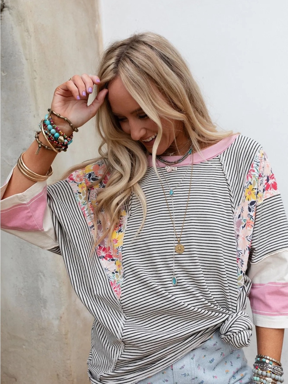 NWOT Three Birds Nest Britt Patchwork Floral Women’s Top